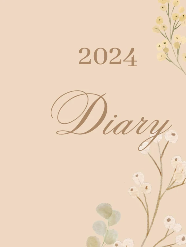 Beige 2024 Diary with Daily and Weekly Review