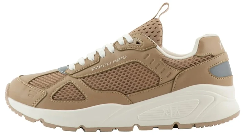 Emporio Armani Men's Bronx, PU Inserts, White Laces Trainers, Safari, 11 UK