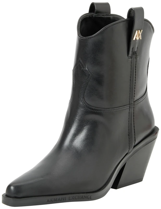 Armani Exchange Women's Ampero Ankle Boot, Black, 8 UK