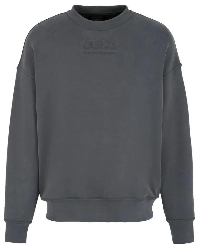 Armani Exchange Men's Modal Cotton Debossed Logo Pullover Crew Neck Sweatshirt, Urban Chic, XXL