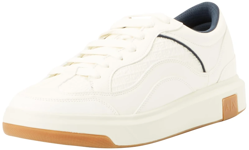 Armani Exchange Men's Venice Debossed Logo Chunky Trainers, Off White Navy, 11 UK