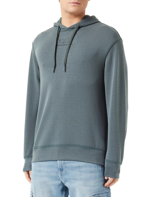 Armani Exchange Men's Modal Cotton Debossed Logo Pullover Hoodie Hooded Sweatshirt, Urban Chic, XS