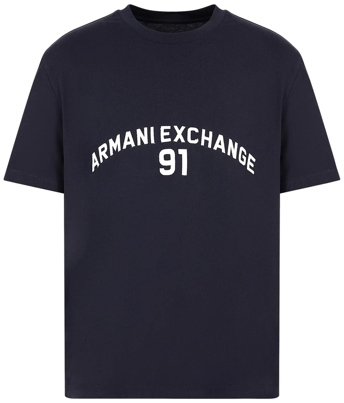 Armani Exchange Men's Big Embroidered Logo, Regular Fit T-Shirt, Blue, XS, deep Navy, XS