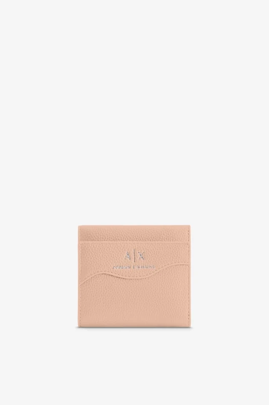Armani Exchange Women's Essential Wave, Silver Logo Bi-Fold Wallet, Sunrise, Sunrise, One Size