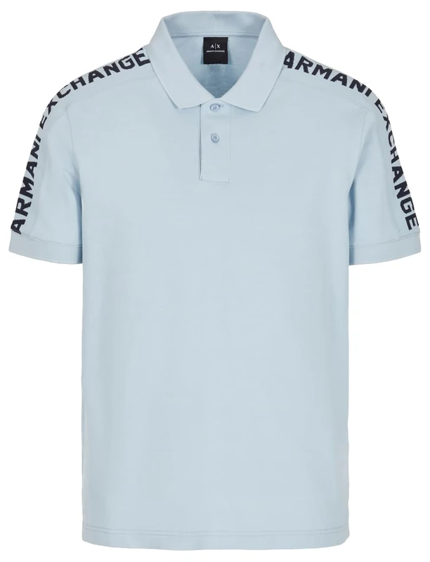 Armani Exchange Men's Short Sleeve Jacquard Logo Polo Shirt, Celestial Blue, S