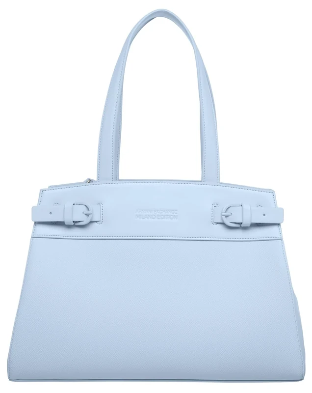 Armani Exchange Women's Cross Gender, Capsule Milano, Double Buckle Tote L, Blue River, Blue River, One Size