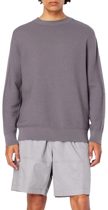 Armani Exchange Men's Round Neck, Cuffed Sleeves, Pullover Sweater, Grey, S, Quiet Shade, S