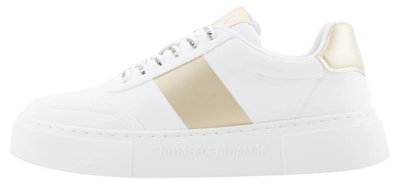Armani Exchange Women's Kurt Logo Laces, Side Colour Band Trainers, Op White Pale, 2/2.5 UK