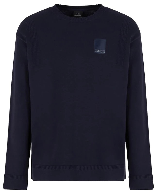 Armani Exchange Men's Milan Edition Pullover Crew Neck Sweater Night Sky, XS, Night Sky, X-Small