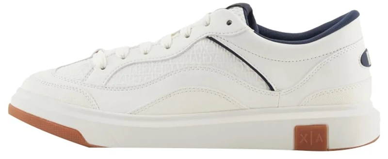 Armani Exchange Men's Venice, Debossed Logo, Chunky Sneaker, Off White Navy, 11.5 UK