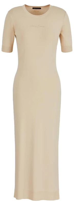 Armani Exchange Women's Signature Logo On Chest, Round Neck, Knitted Sustainablefabric Special Occasion Dress, Dusty Ground, L