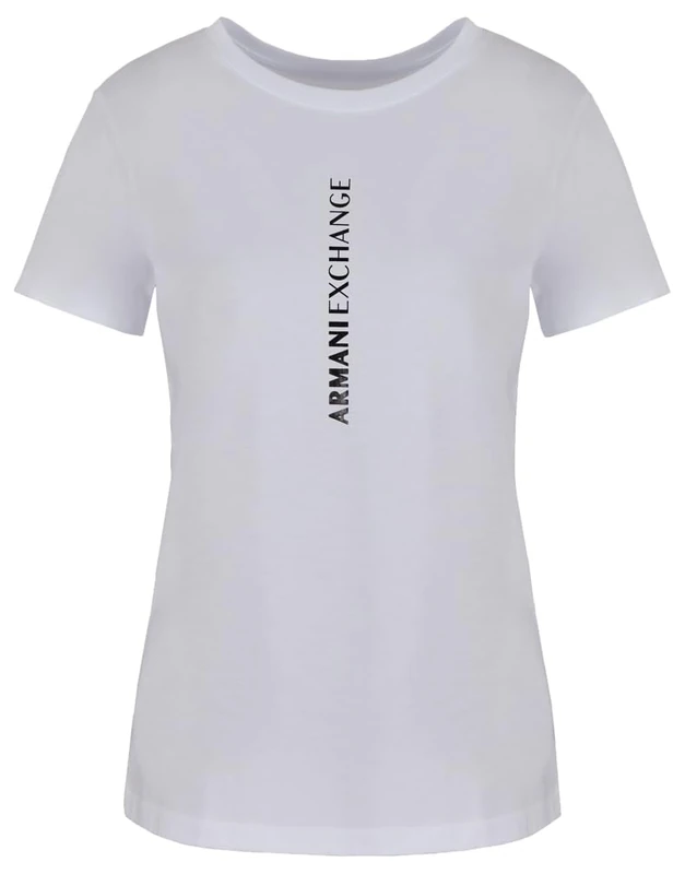 Armani Exchange Girl's Route 66, Front Logo T-Shirt, White, L, White, Large