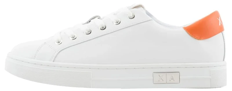 Armani Exchange Women's Mina Cup Sole, Back Tab Metal Logo Detail On Side Sneaker, Op White Orange, 8 UK