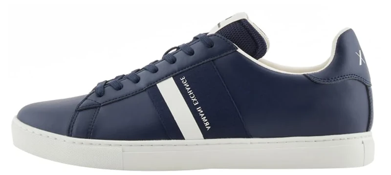 Armani Exchange Men's Paris Double Line Sneaker, Navy Off White, 7 UK