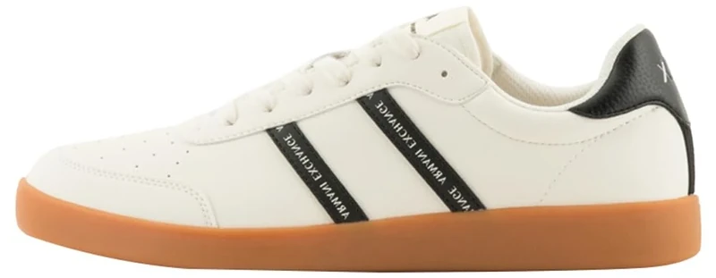 Armani Exchange Men's Berlin Double Stripes Logo Trainers, Off White Black, 9 UK