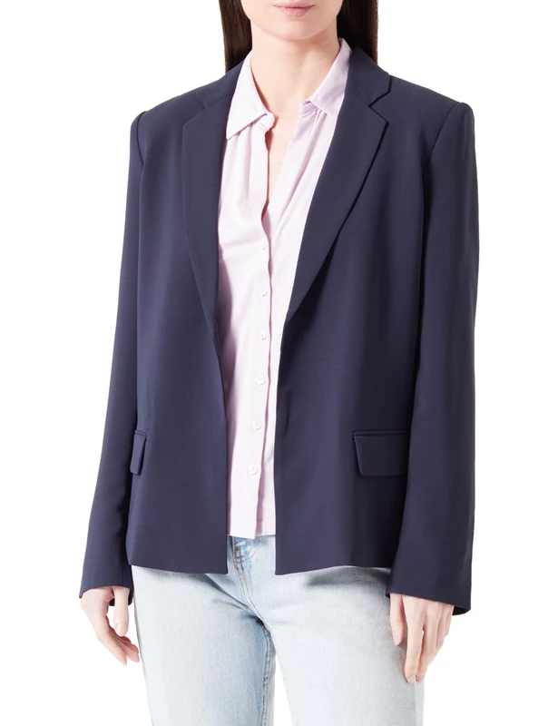 Armani Exchange Women's Sustainable, Classic Style, Internal Logo Patch Blazer, Blueberry, 10
