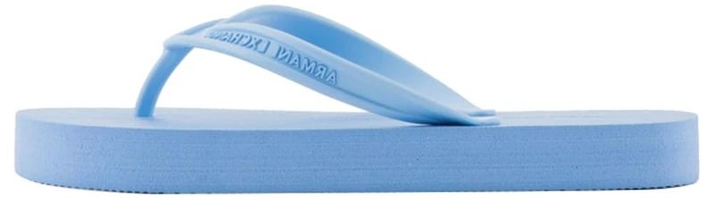 Emporio Armani Women's Essential Printed Logo Flip Flops, Blue black, 4 UK