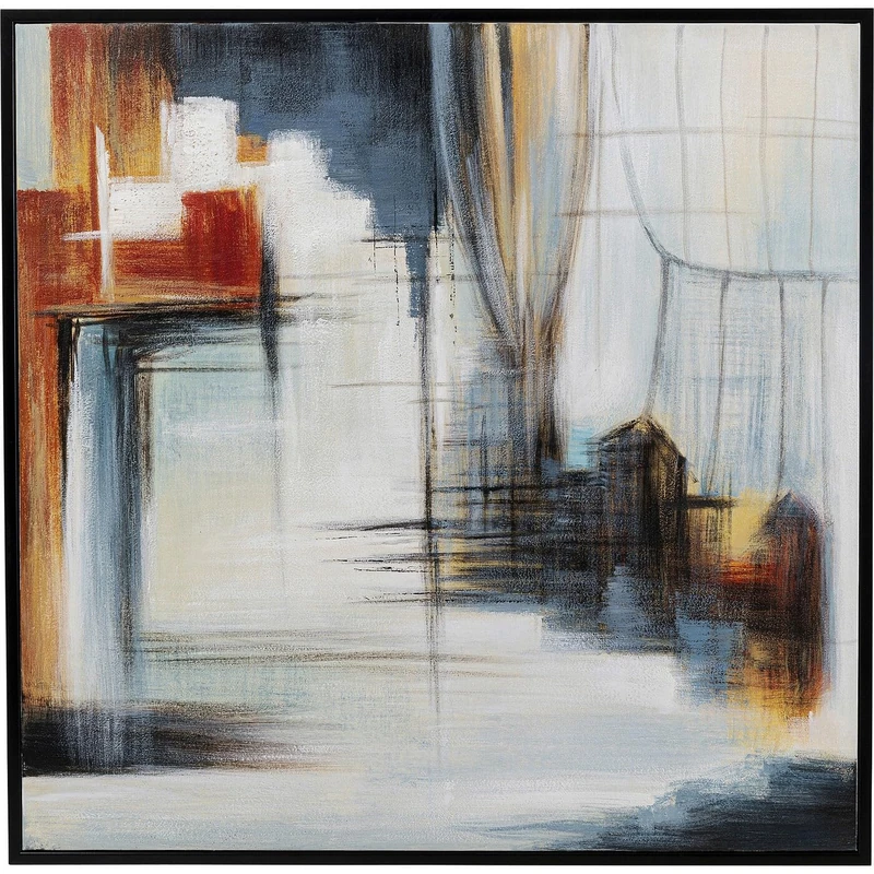 Kare Visione Front Design Framed Picture, 100 x 100 cm, Multi-Colour, Canvas, Wall Decoration, Artwork - Image 1
