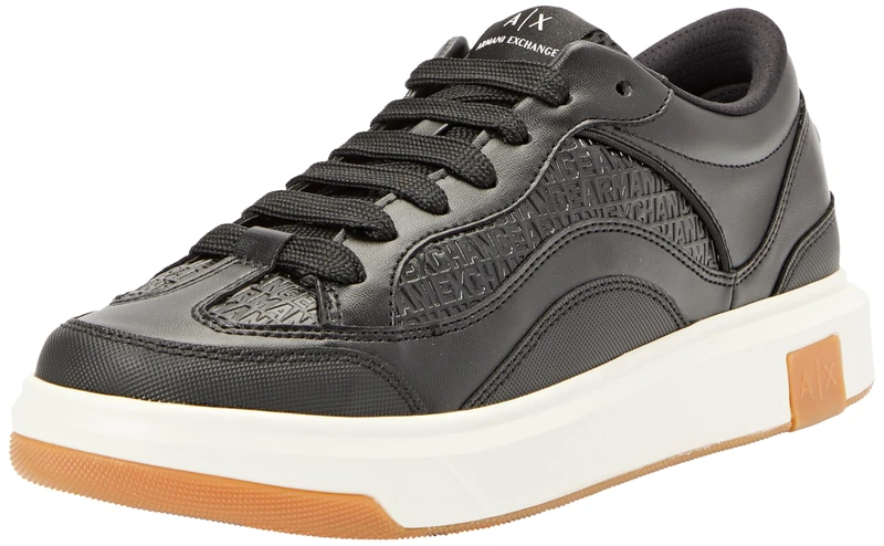 Armani Exchange Men's Venice, Debossed Logo, Chunky Sneaker, Black, 12 UK