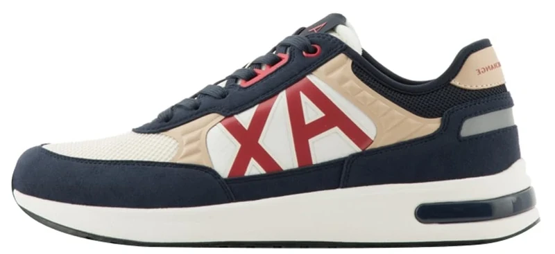Armani Exchange Black Contrast Trainers, Navy Safari Red, 11 UK