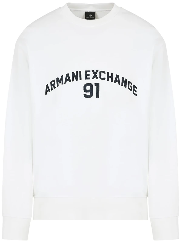 Armani Exchange Men's Armani 91 Logo Crewneck Sweatshirt, White, S