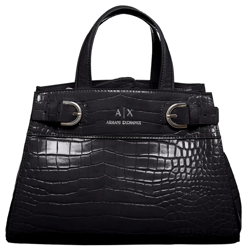 Armani Exchange Women's Milano 91, Sustainable, Metal Buckle Tote M, black, One Size