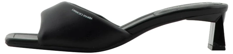Armani Exchange Women's Dalia, Soft Band,Small Logo Heeled Sandal, Black, 6.5 UK