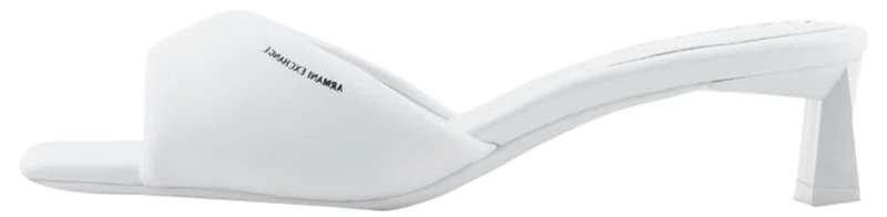 Armani Exchange Women's Dalia, Soft Band,Small Logo Heeled Sandal, Op White, 2.5 UK