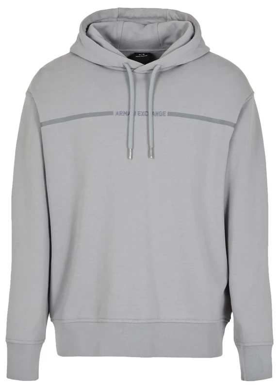 Armani Exchange Men's Line Logo Pullover Hoodie Sweatshirt, Grey, S, light grey, S