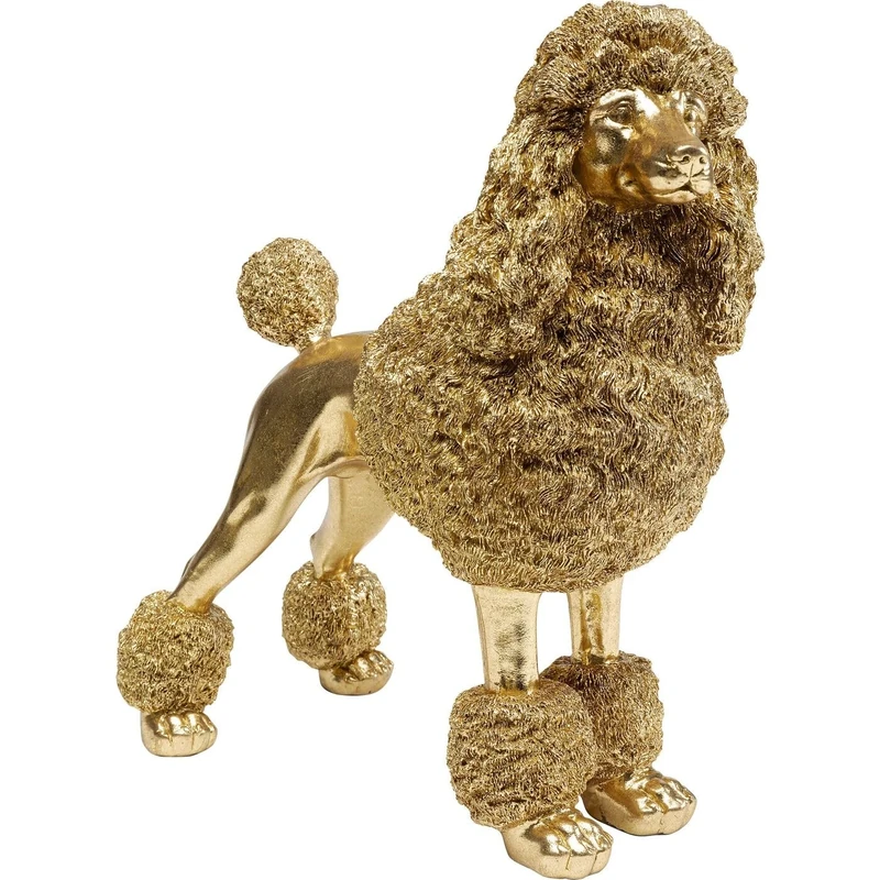Kare Design Deco Figurine Mrs Poodle, Gold, Elegant, Animal Statue, Gift Idea, Decorative Home Accessories, Home Decor, Room Decor for Living Room, Bedroom, 34x32x16 cm (H/W/D)