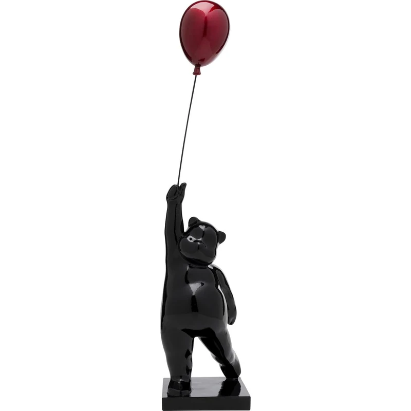 Kare Design Deco Figurine Balloon Bear, Black, Handmade, Each Piece Unique, Statue, Gift Idea, Decorative Home Accessories, Room Decor, Home Decor for Living Room, Bedroom, 72x15x15 cm