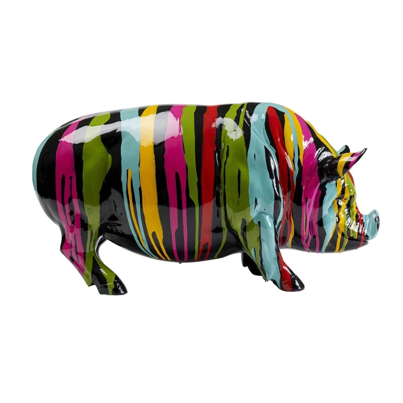 Kare Design Decorative Figure Pig Holi, Multicoloured, Sdchwein, Polyresin, Unique, Handpainted, 22 x 43 x 17 cm (H x W x D)