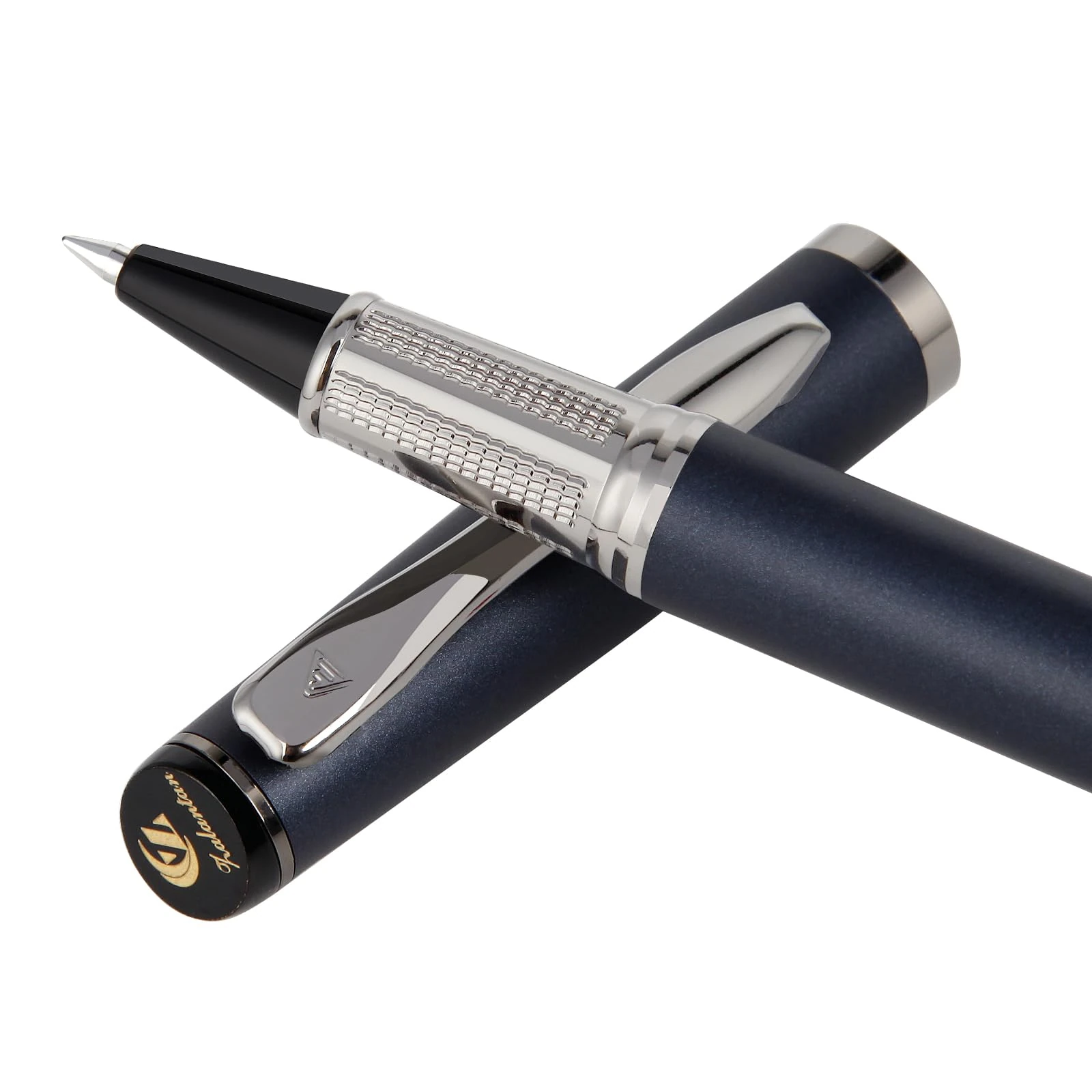 Zalantan Liquid Ink Rollerball pen, Luxury Nice Metal Smooth Writing Stylish Design Effortless Writing Fancy Pens with Gift Case for Men & Women with 2 Refills-Blue