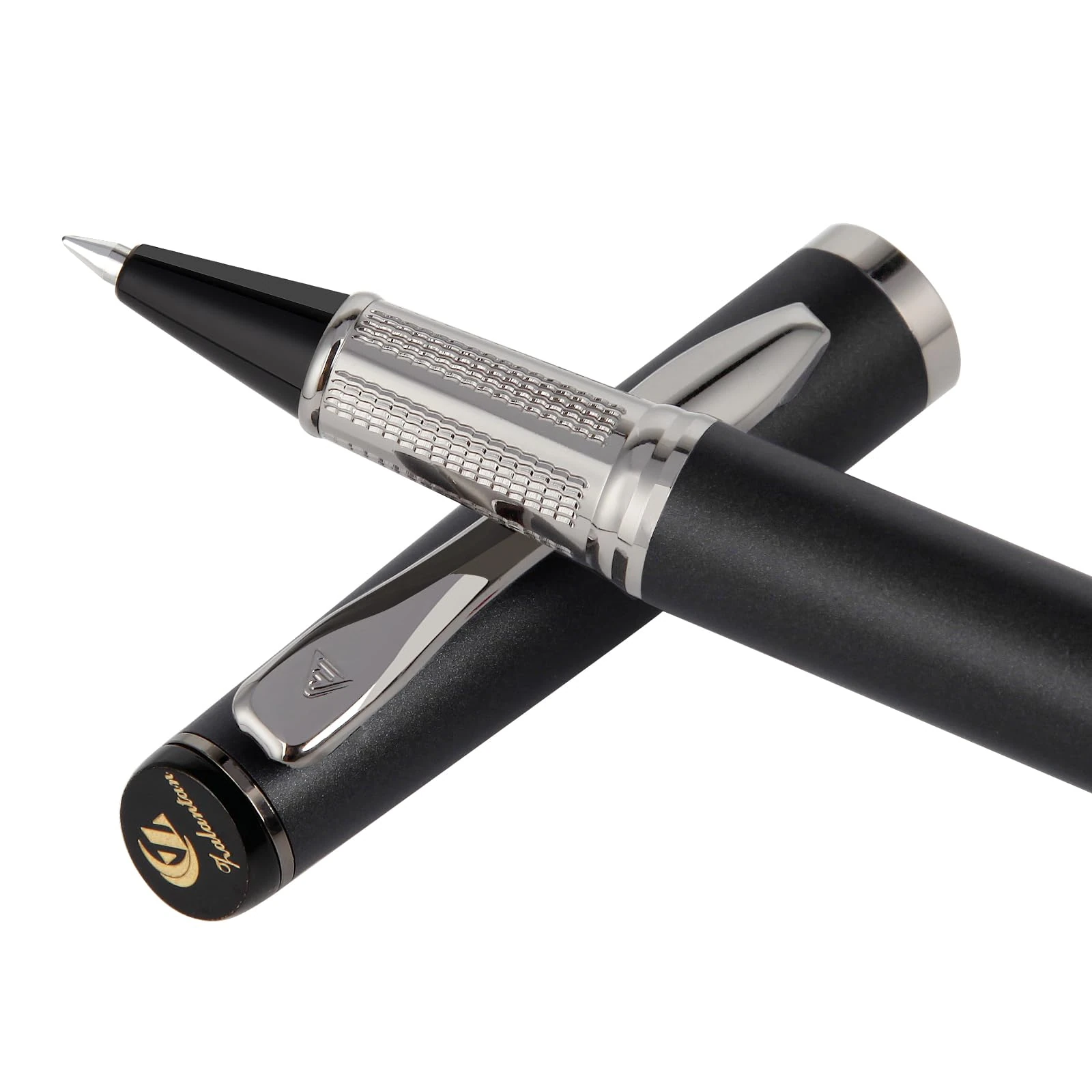 Zalantan Liquid Ink Rollerball Pen - Luxury Metal Design, Smooth Writing, Stylish Gift Case for Men & Women, 2 Refills Included - Inky Black