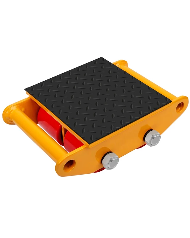 FAHKNS Machinery Moving Skate Heavy Duty Machinery Skates Cargo Mover 6T Machine Skates with Non-Slip Cap 4 PU Rollers for Heavy Duty Industrial Moving Equipment(Yellow)