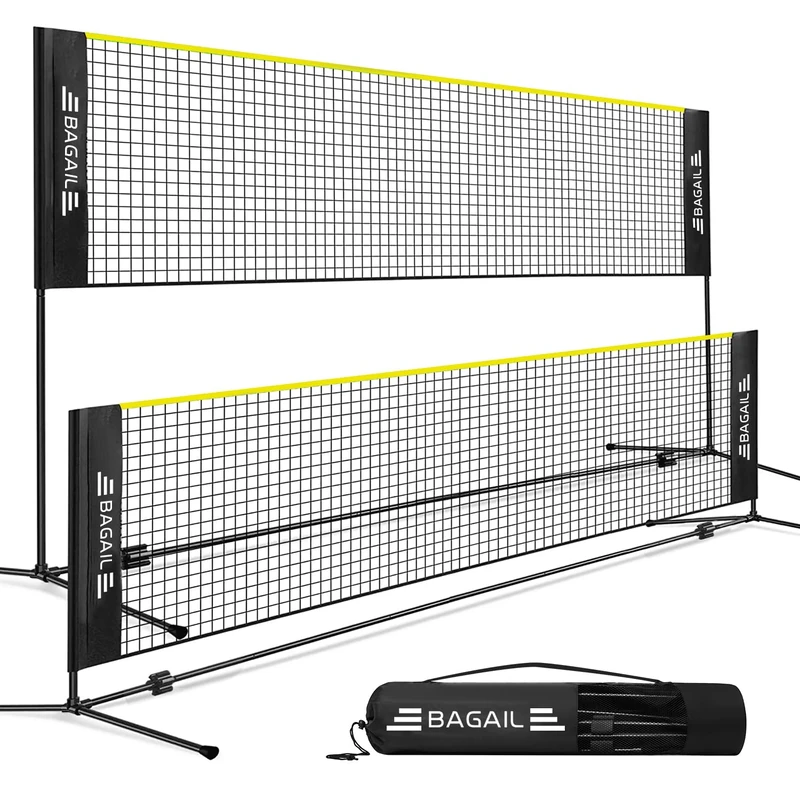 BAGAIL Badminton Net, Foldable Nylon Net, Hieght Adjustable Stand and Portable Carry Bag, Easy to Assemble or Disassemble, Ideal Recreational Sports Net for Tennis, Kids Badminton or Volleyball