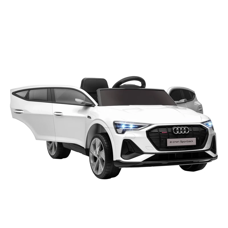 HOMCOM Audi E-tron Licensed 12V Kids Electric Ride on, Electric Car for Kids, with Parental Remote, Music Lights MP3, Suspension Wheels, for 3-5 Years, White