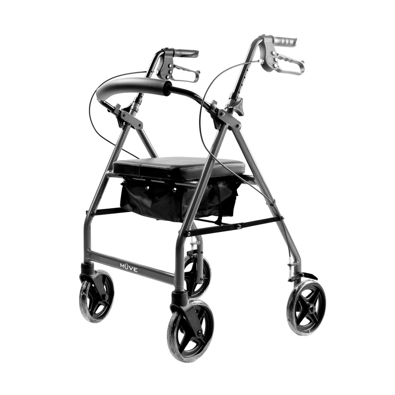 Muve 4 Wheel Rollator, 4 Wheeled Walker - Mobility Walkers with Seat, Folding Mobility Walkers, Walking Aids with Wheels