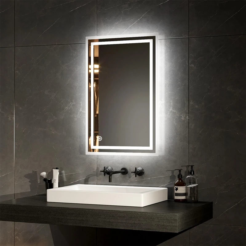 EMKE Bathroom Led Mirror, Wall Mounted Bathroom Mirror with Demister 400x600mm