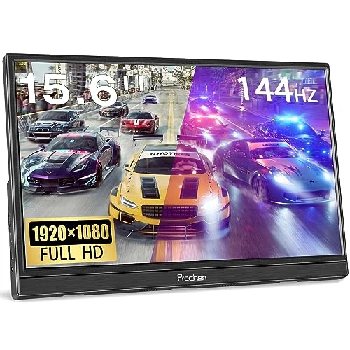 15.6 Inch Portable Monitor 144Hz,99% sRGB 1080P Monitor Ultra Slim,with HDMI USBC External Second Monitor for Laptop, PC, PS5, Mac, Xbox, Built-in Speaker and Kickstand