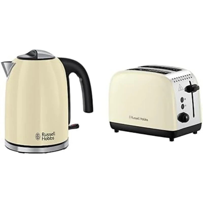 Russell Hobbs 20415 Classic Kettle & 26551 2 Slice Toaster, Cream