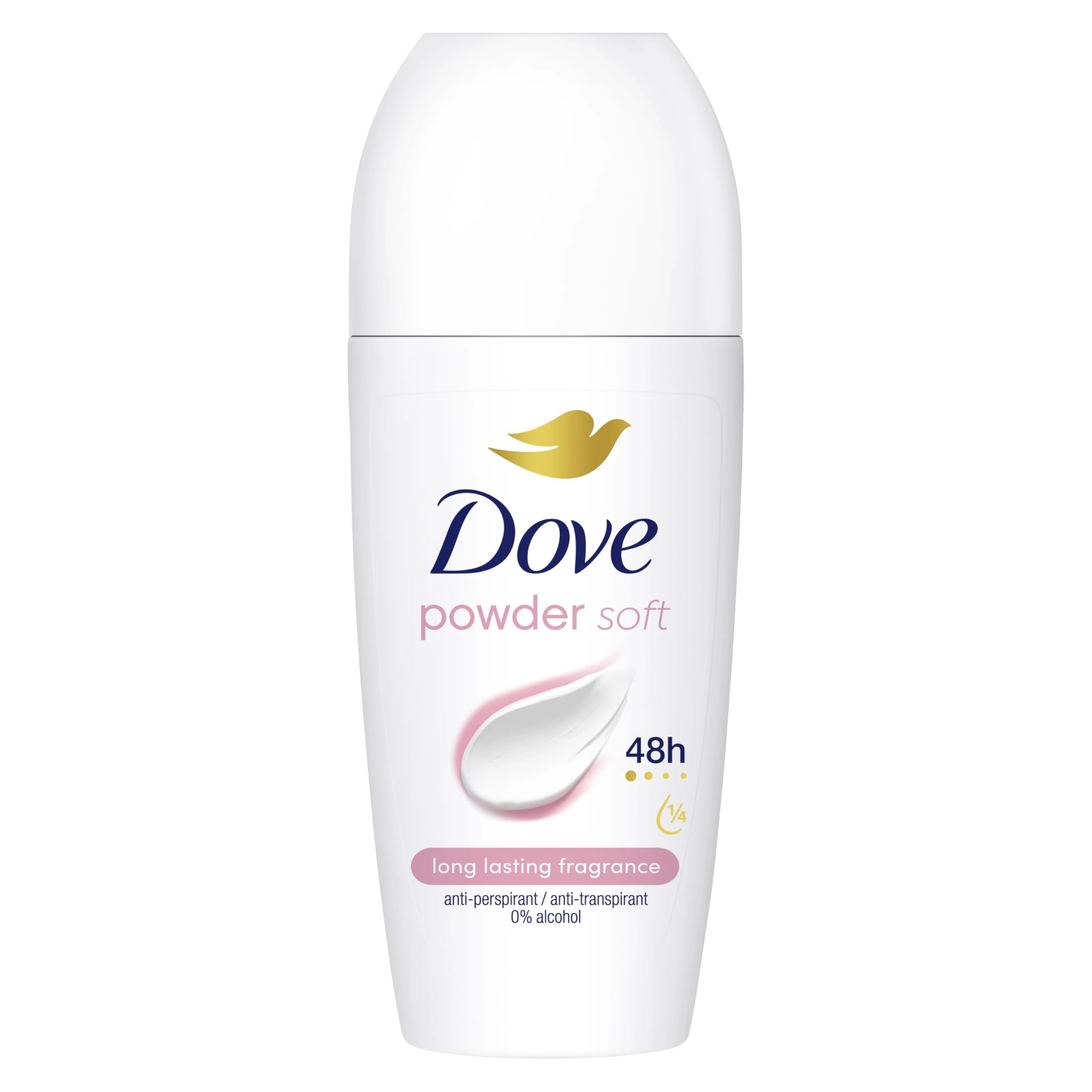 Dove Powder Women's Antiperspirant Deodorant Roll On for 48 hour odour protection with ¼ moisturising cream 50 ml, Pack of 6