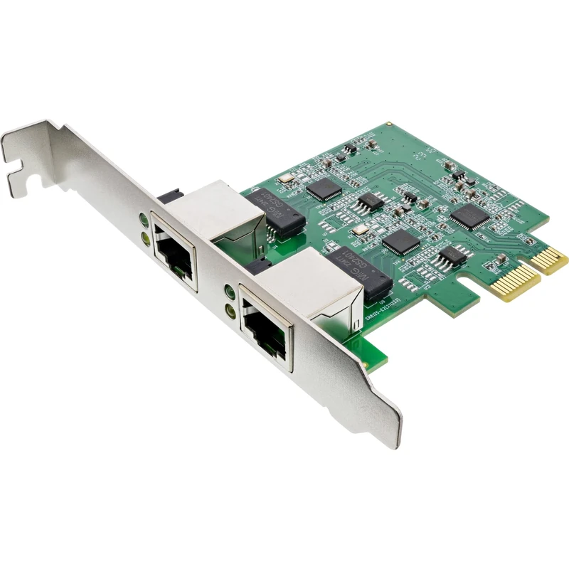 InLine® Dual Gigabit Network Card, 2X RJ45 2.5Gbps, PCIe x1, with Low Profile Slot Bracket