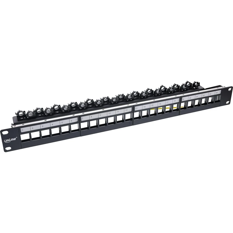 InLine® Patch Panel 24-Way, Keystone Blank Panel 19 Inch, 1U, Black RAL9005