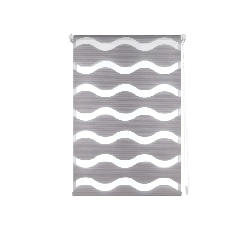 Decorblind | Night and Day Double Layer Roller Blind, No Tools and No Drilling – Measure 97 x 150 cm (Width x Length), Fabric 94 x 145 cm – Silver for Windows