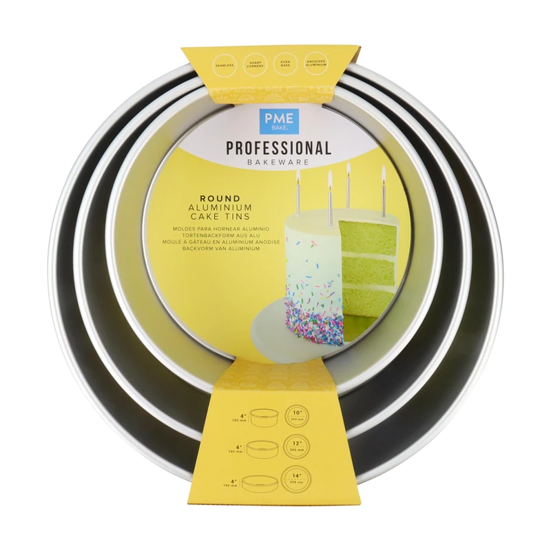 PME Round Cake Pan, Set of 3, 4 inch deep