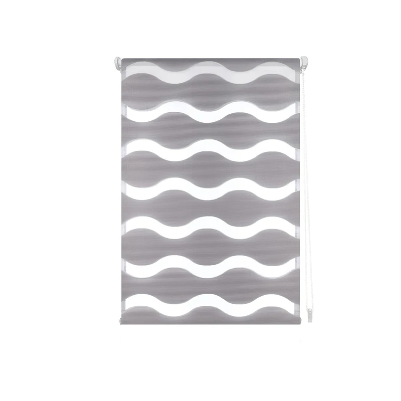 Decorblind | Night and Day Double Layer Roller Blind, No Tools and No Drilling, Blind Size: 77 x 150 cm Width x Length/Fabric Dimensions: 74 x 145 cm – Silver Blind, Blinds for Windows