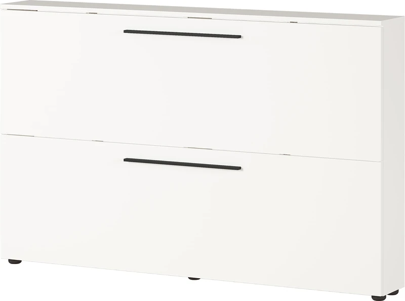 Germania shoe rack 2576-84 GW-Utah, in white, with space for 12 pairs of shoes, shallow depth, ideal for narrow corridors, 140 x 85 x 19 cm (WxHxD)
