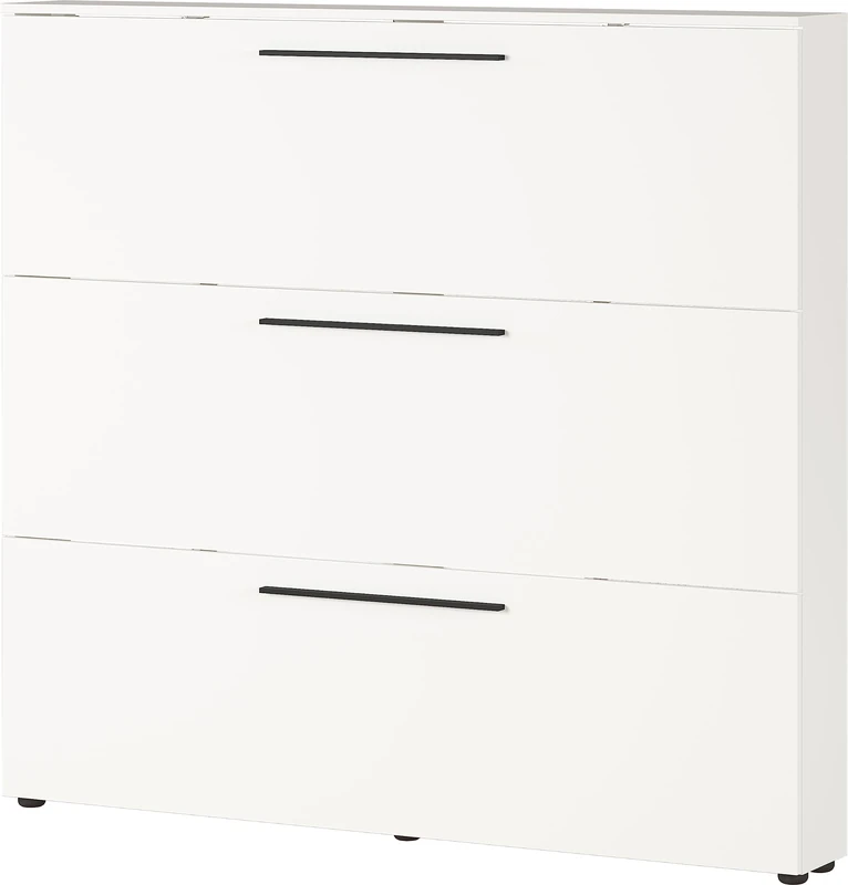Germania shoe rack 2578-84 GW-Utah, in white, with space for 18 pairs of shoes, shallow depth, ideal for narrow corridors, 140 x 129 x 19 cm (WxHxD)