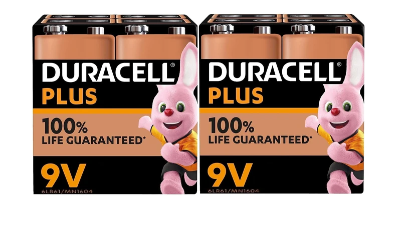 8 x Duracell 9V plus (2 blister packs of 4 batteries) 8 batteries (6LR61/MN1604)